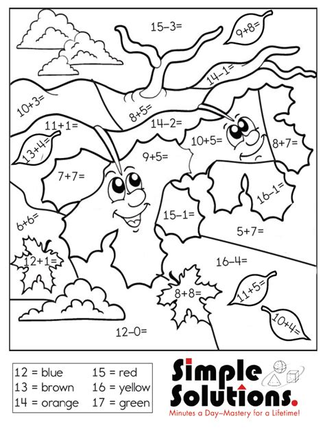 addition  subtraction color  number page fall addition