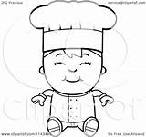 Chef Clipart Boy Happy Cartoon Sitting Coloring Outlined Vector Thoman Cory Royalty sketch template