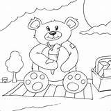 Teddy Bear Pages Picnic Colouring Coloring Ice Cream Birthday Bears Print Party sketch template
