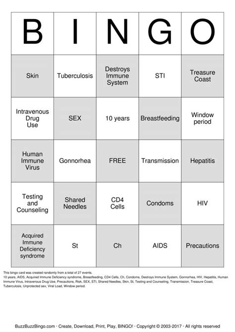 hiv bingo cards to download print and customize