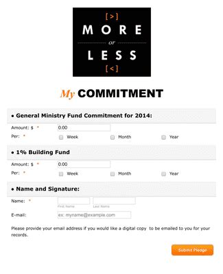 quick  easy church pledge form template jotform