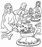 Coloring Banquet Parable Parables Souper Parabole Feast Tenants Abraham Biblekids Esther sketch template