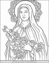 Therese Lisieux Theresa Sainte Thecatholickid Colouring Benedict Cnt sketch template
