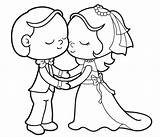 Coloring Groom Bride Wedding Pages Kids Cute Romantic Template Coloringpagesfortoddlers sketch template