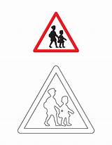 Znaki Drogowe Dzieci Crossing Pedestrian Kolorowanka Kolorowanki Bacheca Educazione sketch template