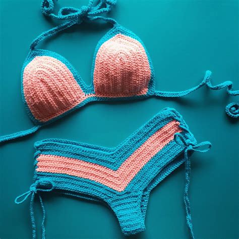 crochet bikini set triangle bikini top and by lostatlantishandmade