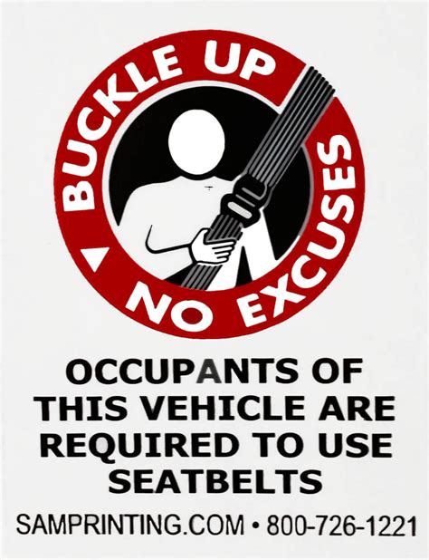 generic buckle up seat belts window stickers samprinting