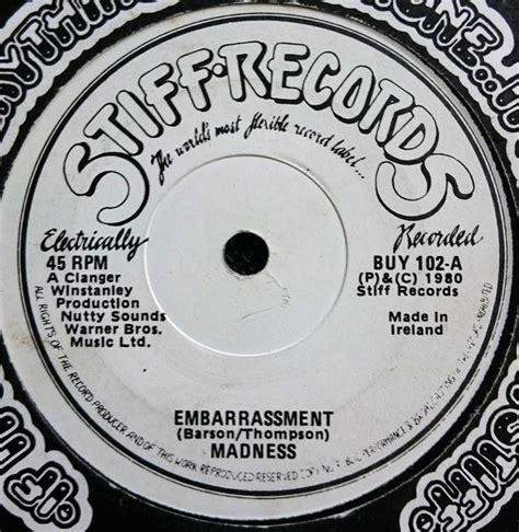 madness embarrassment  white paper label vinyl discogs