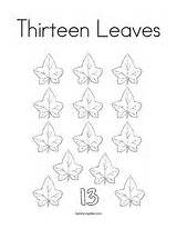 Coloring 13 Number Thirteen Leaves sketch template