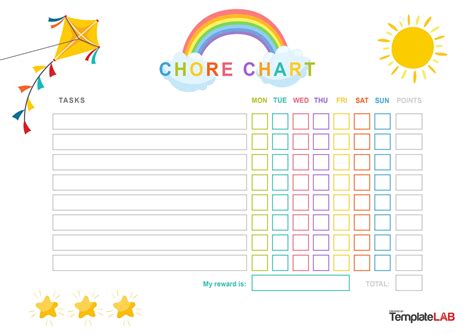 blank chore chart   kids printable  editable etsy