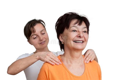 Giving Massage Senior Fitness Woman Stock Image Image Of