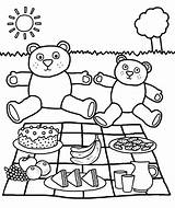 Coloring Pages Teddy Bear Kids Birthday Picnic Sheets Priddybooks Crafts sketch template