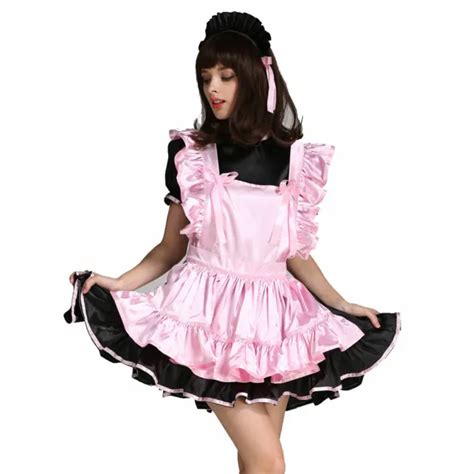 Sissy Forced Maid Satin Pink Lockable Dress Costume Tailor Made{11 79