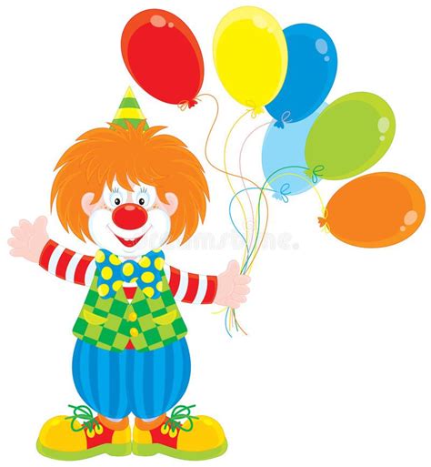 Circus Clown With Balloons Vector Clip Art Of A Funny Red