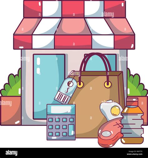 supermarket grocery products cartoon stock vector image art alamy