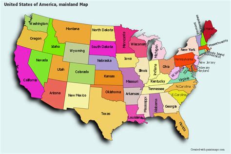 create custom united states  america mainland map chart