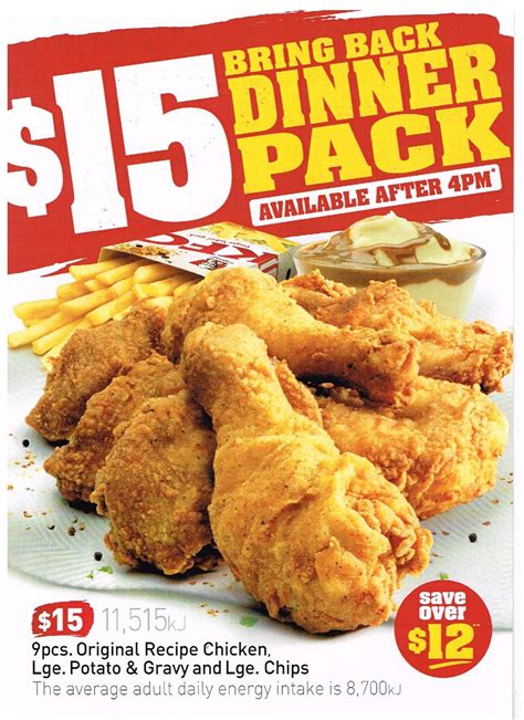 Deal Kfc 15 Bring Back Dinner Pack 9 Pcs Chicken