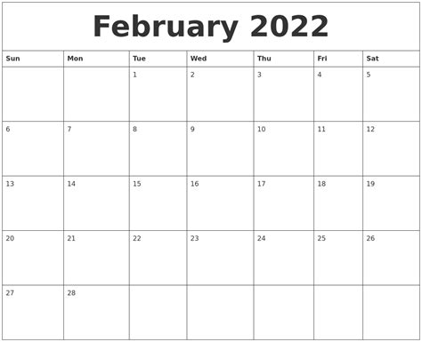 february  calendar monthly