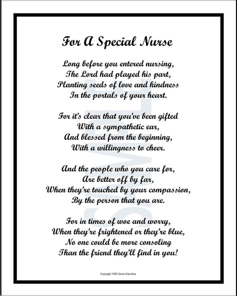 Poem For A Special Nurse Thank You Nurse Digital Download Etsy