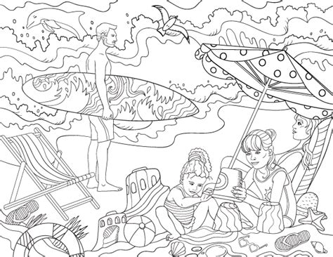 day   beach adult coloring page