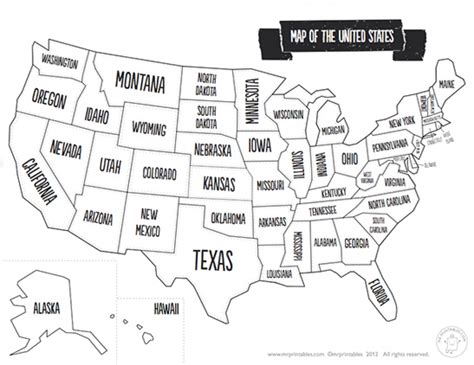 states map printable