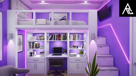 Purple Loft Bed Idea For Small Rooms Youtube