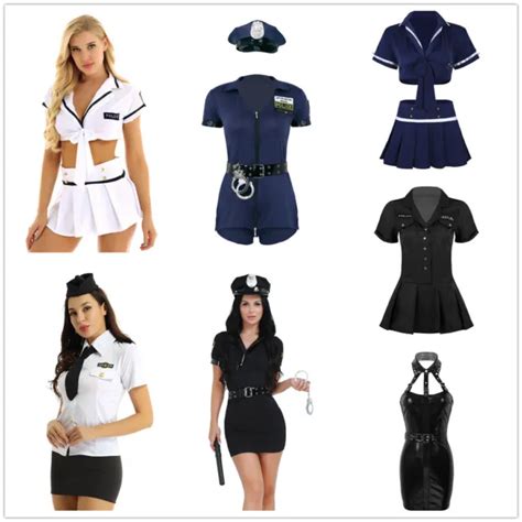 Ladies Sexy Cop Costume Womens Police Officer Uniform Cosplay Fancy