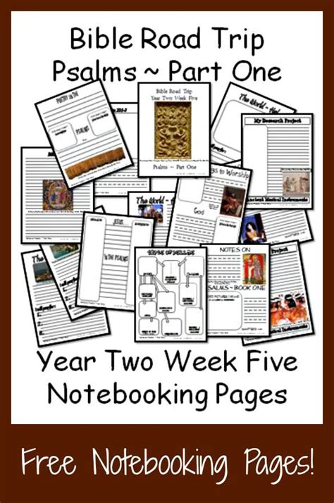 printable notebook pages bible road trip year  week