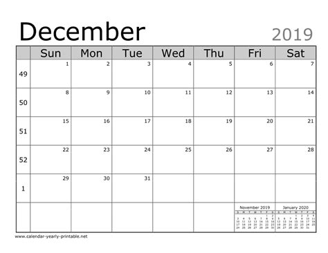 printable  month calendar