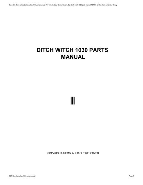 ditch witch  parts manual  psles issuu