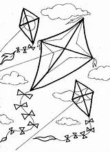Kite Coloring Flying Pages Outline Boy Getdrawings Getcolorings sketch template