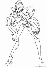 Winx Charmix Club Stella Coloring Pages Pose Color Print Believix Printable Girls Enchantix Drawing Book sketch template
