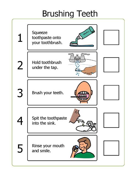 brush  teeth step  step checklist basic living skills