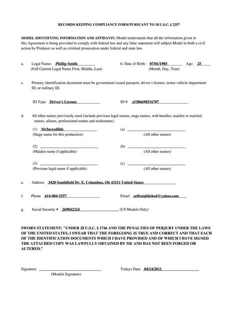 records keeping compliance form pursuant to 18 u s c 2257 fill out