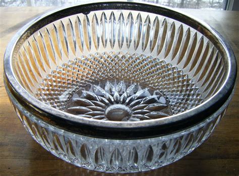 stunning sparkling antique lead crystal serving bowl