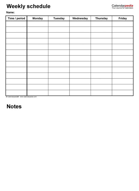 collect printable blank work schedule  calendar