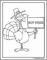 Coloring Thanksgiving Turkey Funny Pork Eat Pages Turkeys Dinner Pilgrim Colorwithfuzzy Fun Sign sketch template