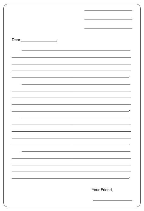 printable friendly letter writing paper printable form templates  letter