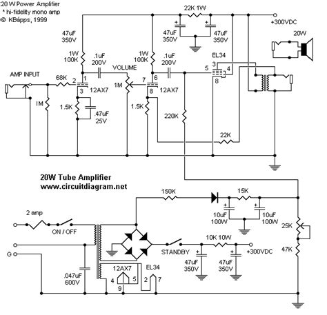 power tube amplifier  el circuit scheme