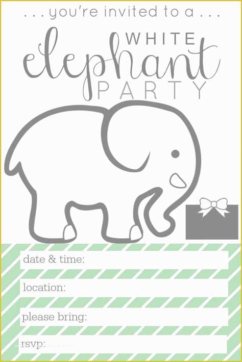 Free White Elephant Party Invitation Template Of White Elephant Party