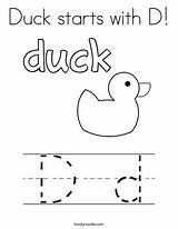Duck Coloring Starts Preschool Letter Twistynoodle Print Pages Alphabet Noodle sketch template
