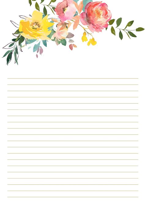 floral stationery printable bujo journalpages pages letter