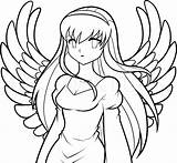 Angel Girl Draw Anime Drawing Step Dragoart sketch template