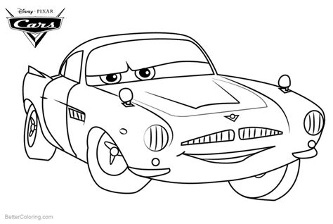 cars pixar coloring pages finn mcmissile  printable coloring pages