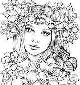 Coloring Pages Lady Spring Mariola Budek Premium Colouring Adult Printable Etsy Fairy Coloriage Print Book Grayscale Dessin Colorier Books Faces sketch template