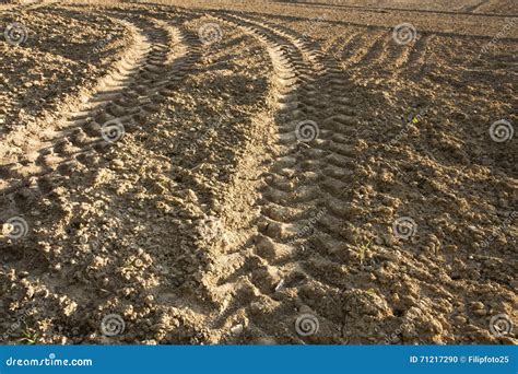 tractor tracks stock photo image  empty heavy field