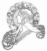 Mucha Alphonse Colorare Jugendstil Idee Zodiac Disegni Liberty Alfons sketch template