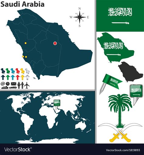Saudi Arabia Map World Royalty Free Vector Image