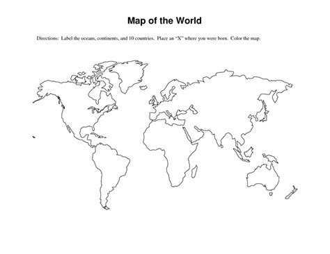 printable blank map  continents  oceans printable map