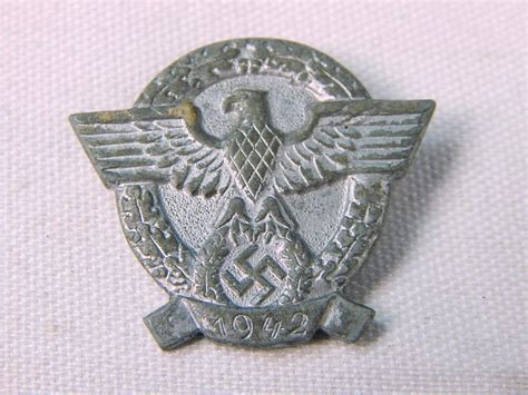 Sold Price German Germany Nazi Eagle Ww2 Wwii 1942 Police Pin Badge